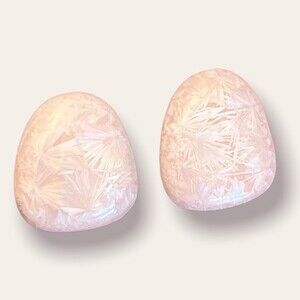 80s Vintage Button Earrings Oversized Light Pink Handmade Studs